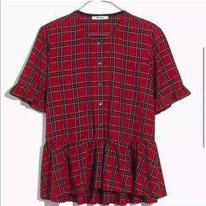 MADEWELL Studio Ruffle-hem Top in Clanton Plaid